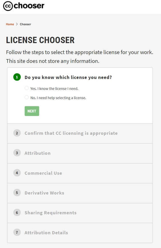 print cc license chooser